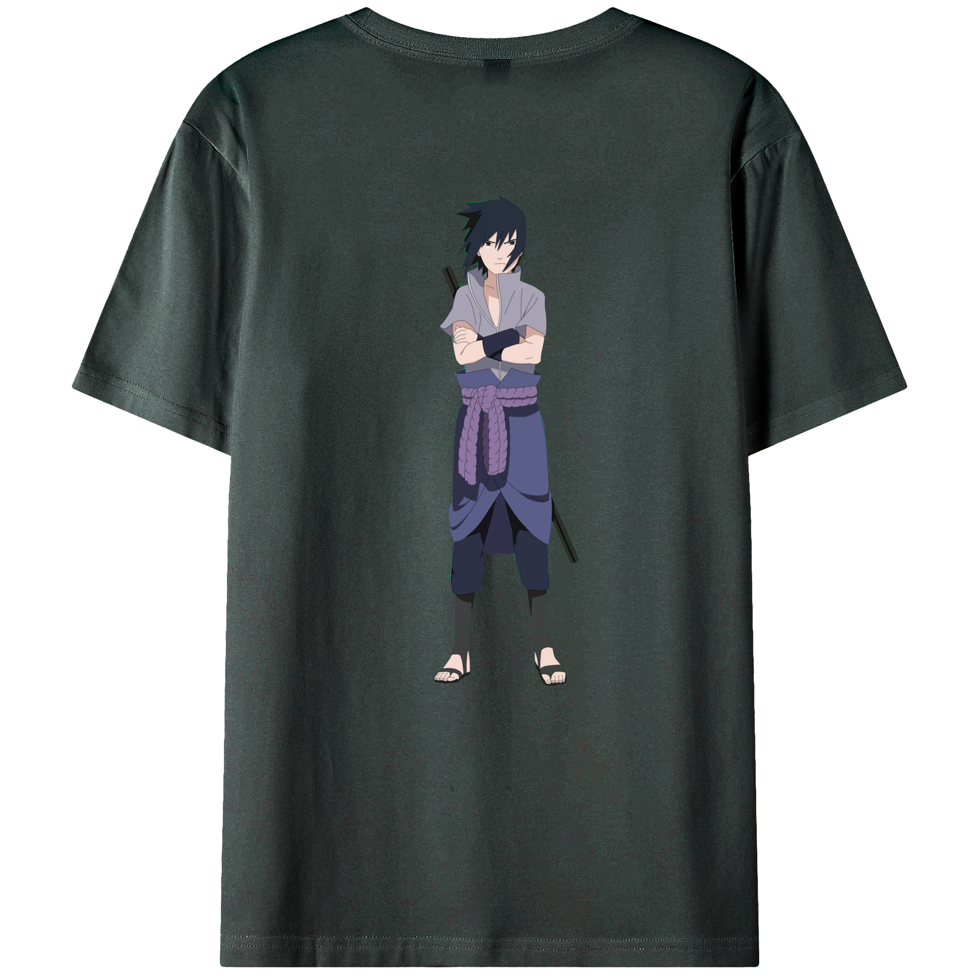 （画像用） NARUTO -ナルト- うちは サスケ Uchiha Sasuke 綿100％ メンズ半袖Tシャツ（バックプリント） 通気性